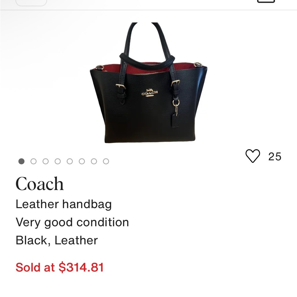 Coach Black Leather Mollie Tote 25 - Picture 8 of 10